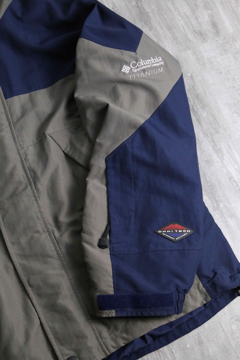"Columbia" navy × khaki combi nylon jacket
