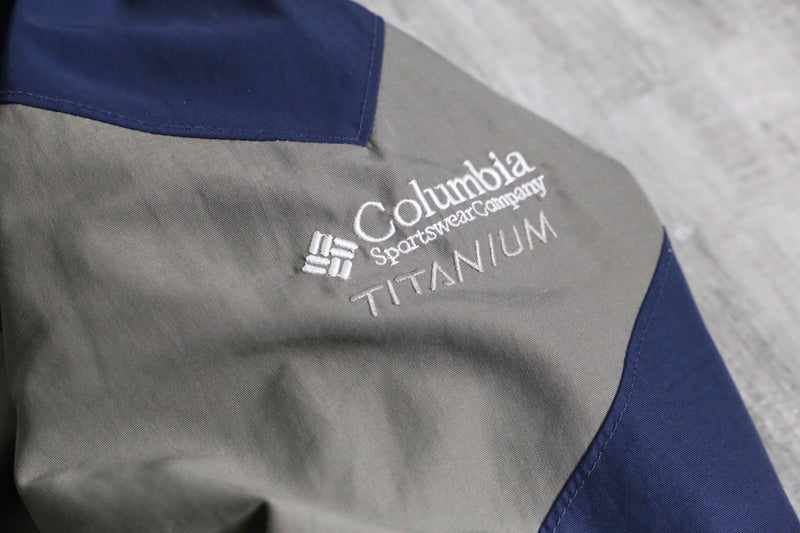 "Columbia" navy × khaki combi nylon jacket