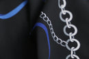 00's chain×ribbon design poly shirt