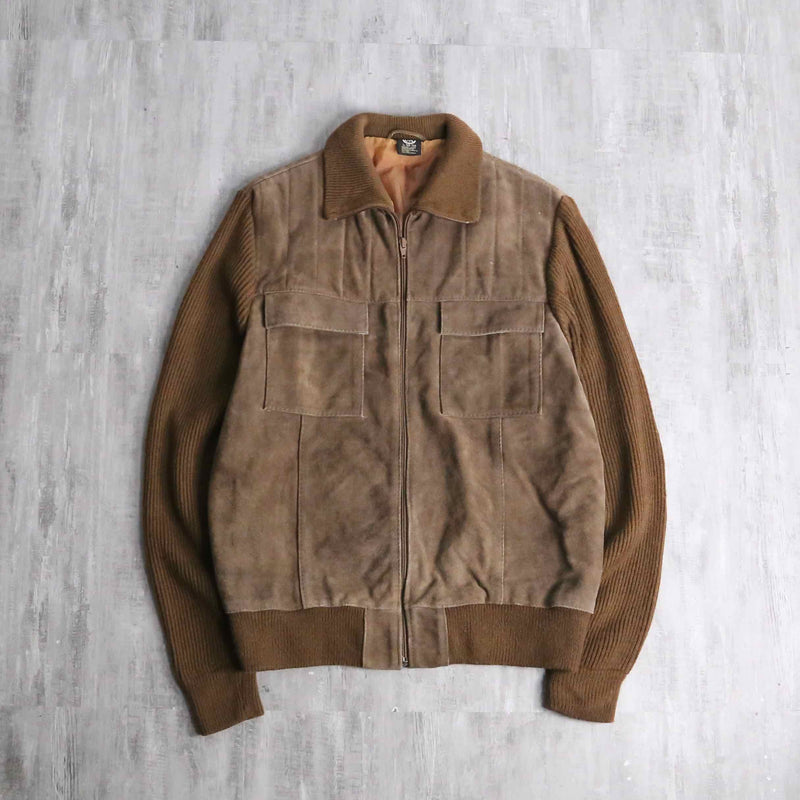 suede × knit zip blouson