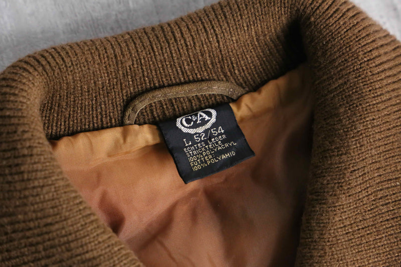 suede × knit zip blouson