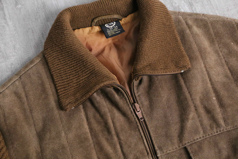 suede × knit zip blouson