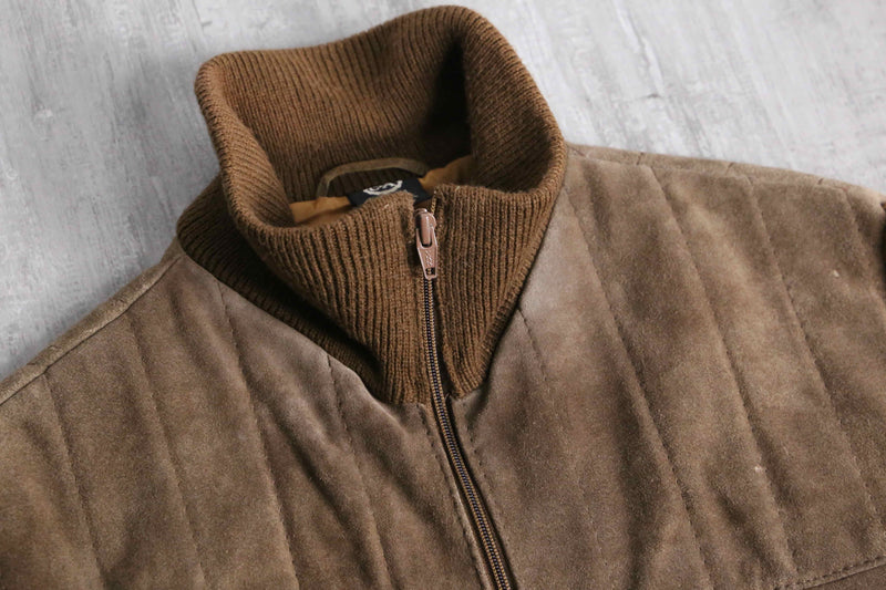 suede × knit zip blouson
