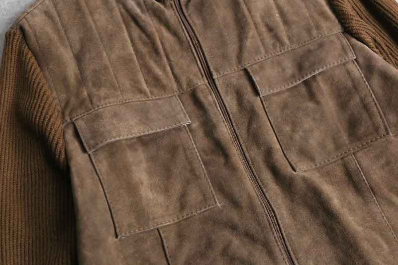suede × knit zip blouson