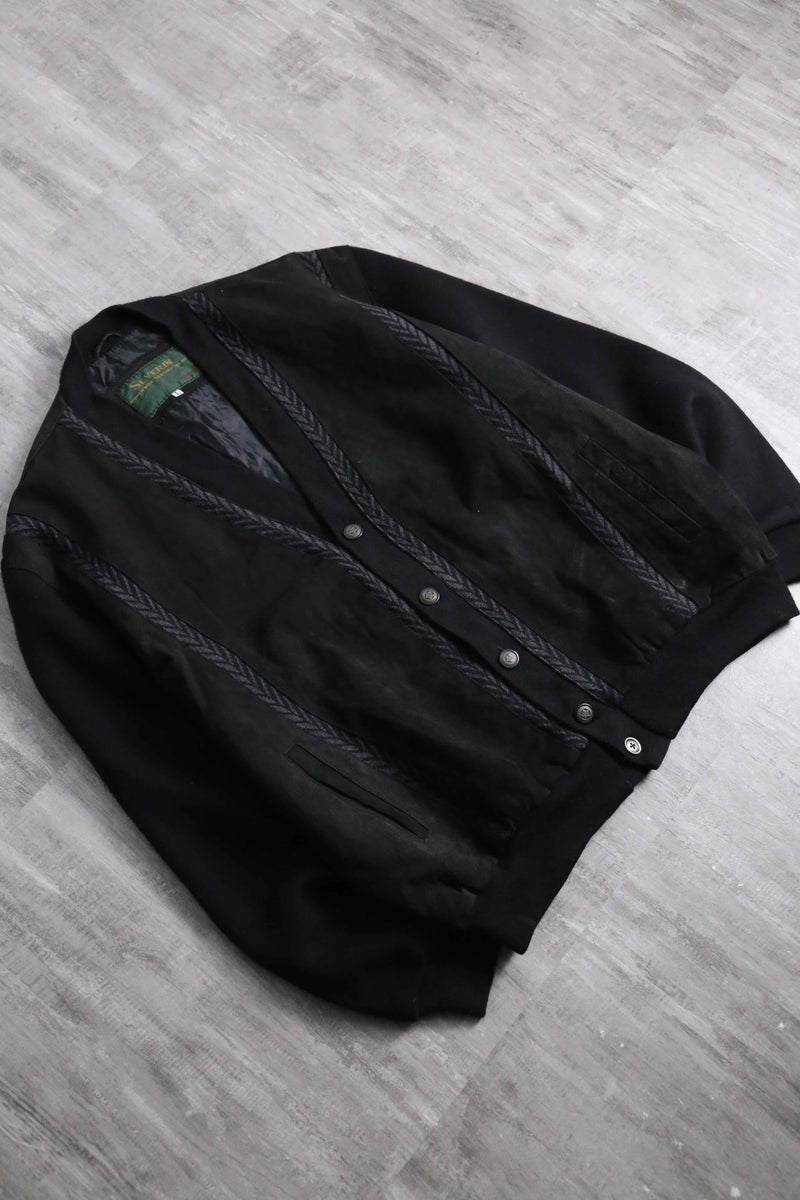 suede × knit switch design cardigan