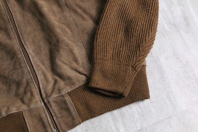 suede × knit zip blouson