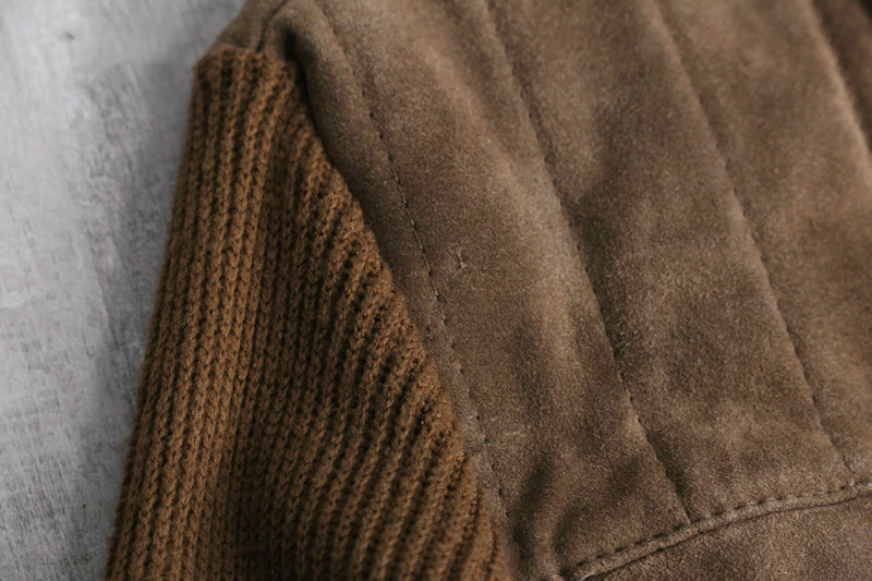 suede × knit zip blouson