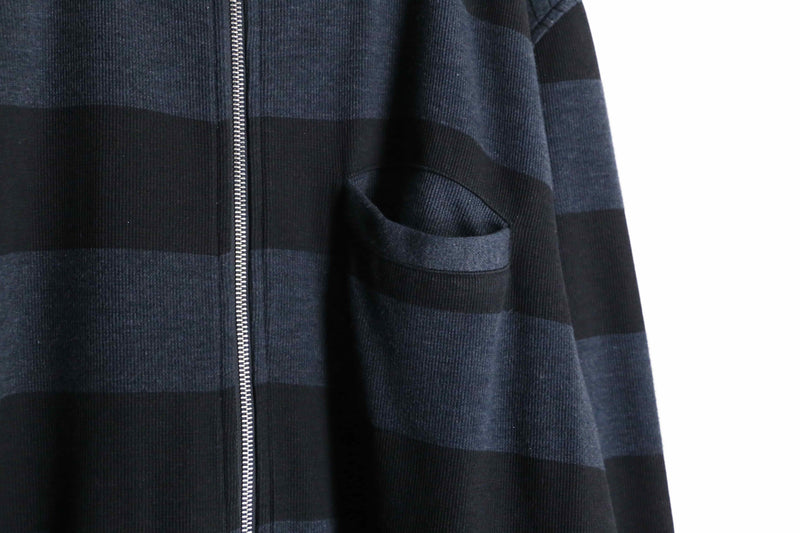 “INC” black×gray border round neck zip up