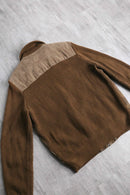 suede × knit zip blouson