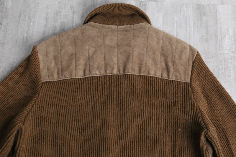 suede × knit zip blouson