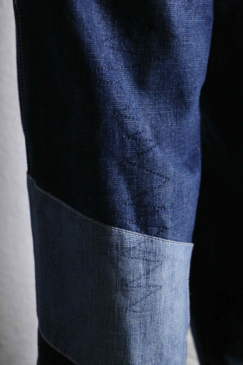 patchwork wide denim pants