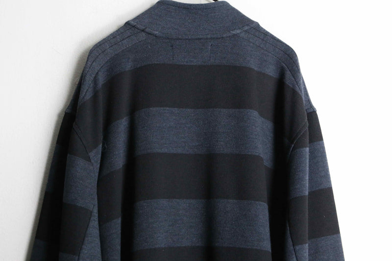 “INC” black×gray border round neck zip up