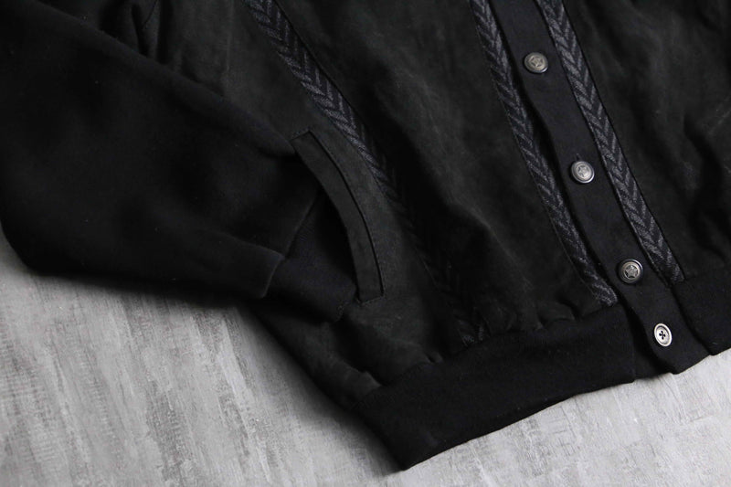 suede × knit switch design cardigan
