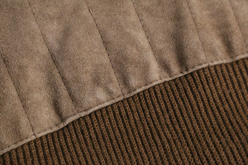suede × knit zip blouson