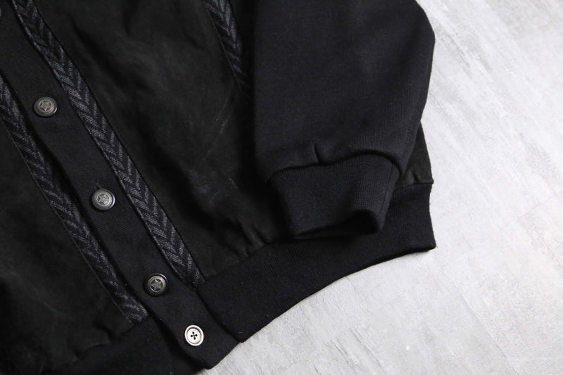 suede × knit switch design cardigan