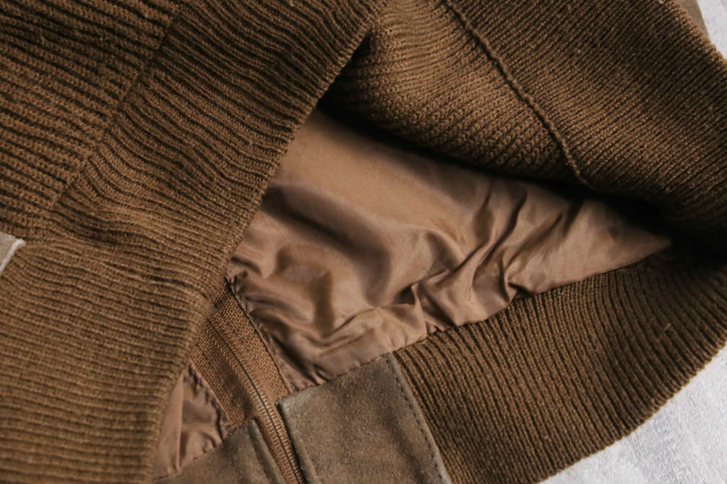 suede × knit zip blouson