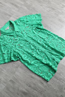 vivid green botanical mesh s/s shirt