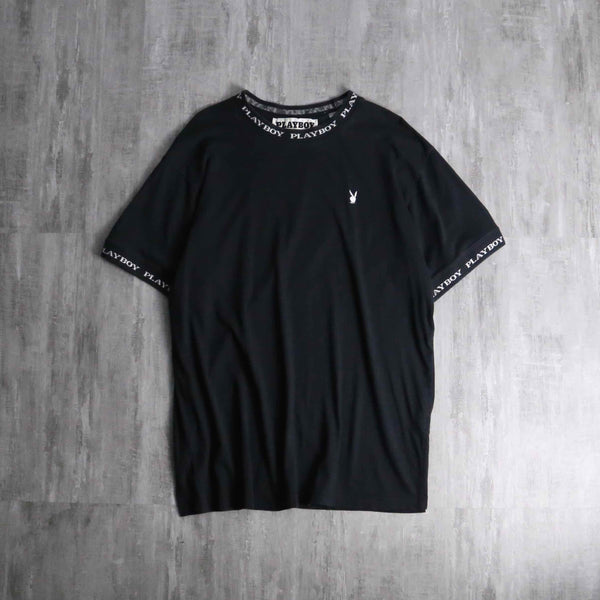 2000s PLAY BOY rib logo crew neck tee
