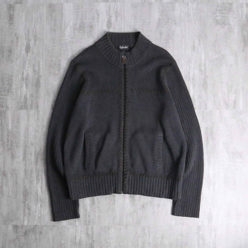 leather stitch design zip knit