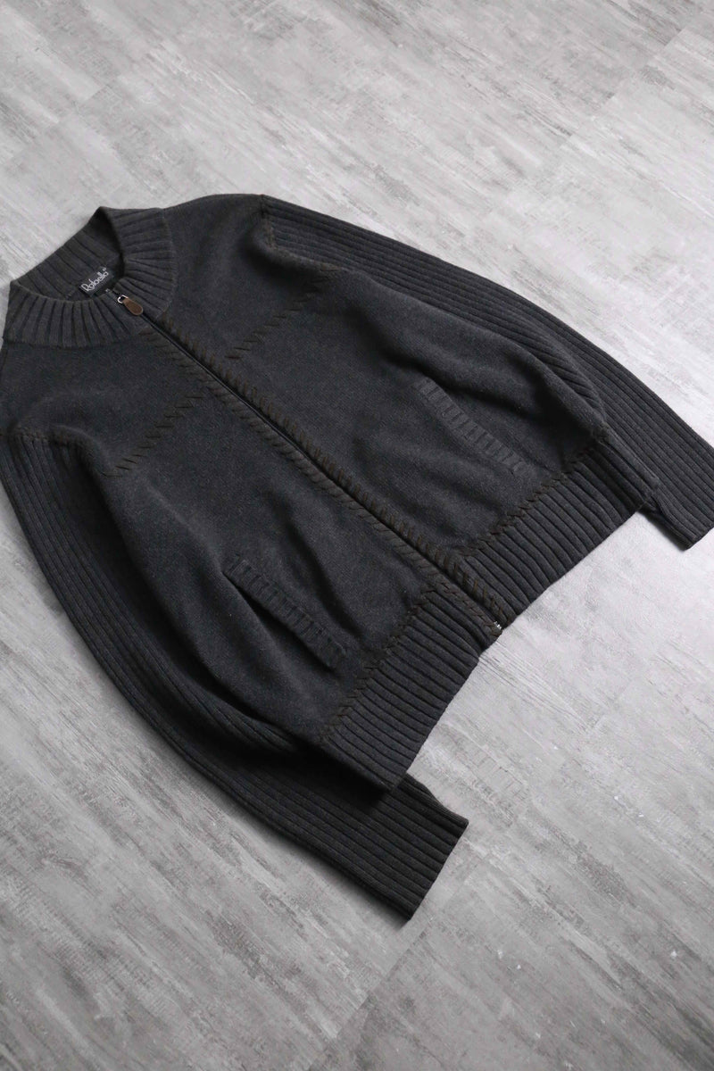 leather stitch design zip knit
