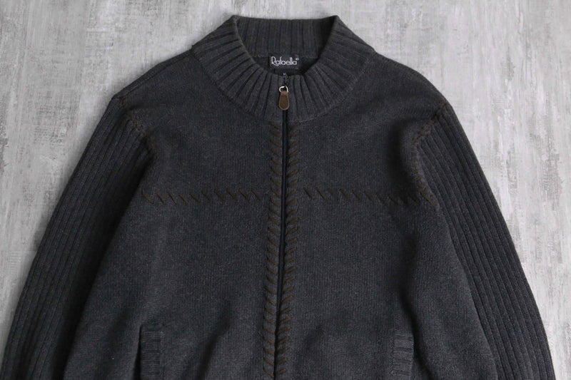 leather stitch design zip knit