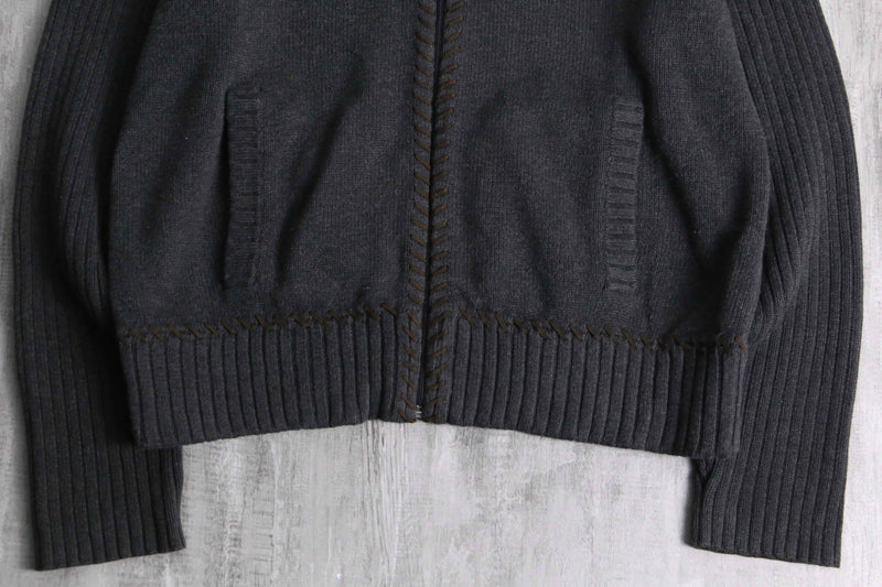 leather stitch design zip knit