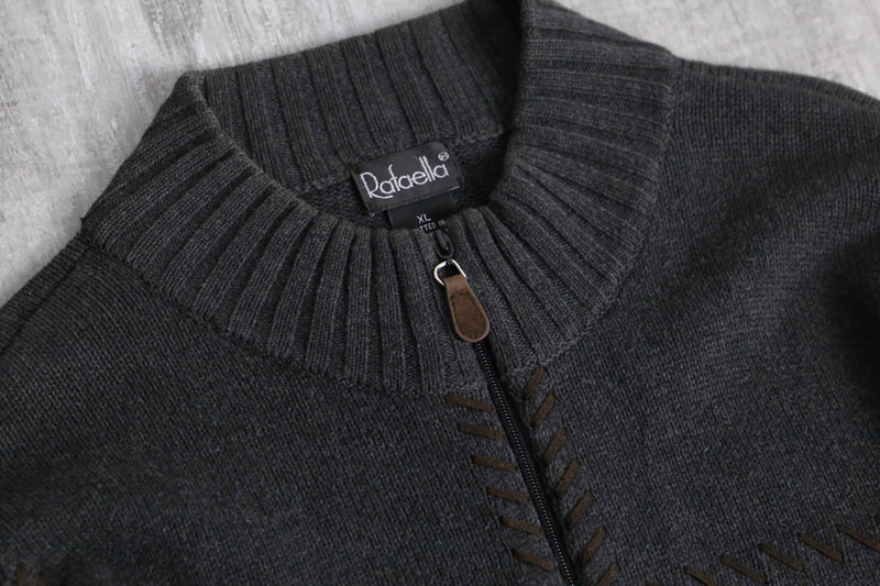 leather stitch design zip knit