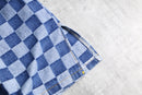 Indigo block check s/s  shirt set up