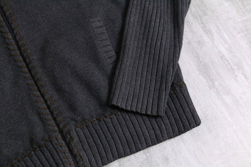 leather stitch design zip knit