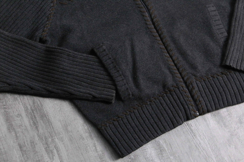 leather stitch design zip knit