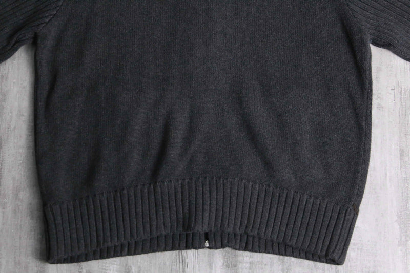 leather stitch design zip knit