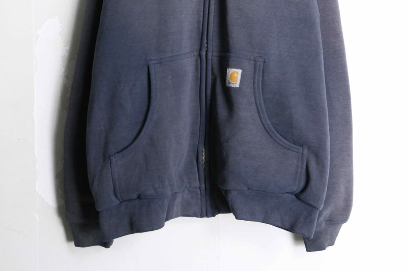 “carhartt” navy color fade zip hoodie