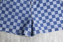 Indigo block check s/s  shirt set up