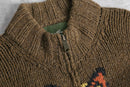 "Eddie Bauer" totempole design wool hand knit zip jacket