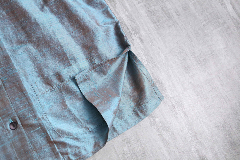 90's embroidery line silk shirt