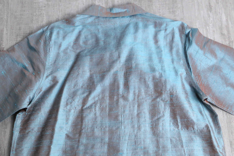 90's embroidery line silk shirt