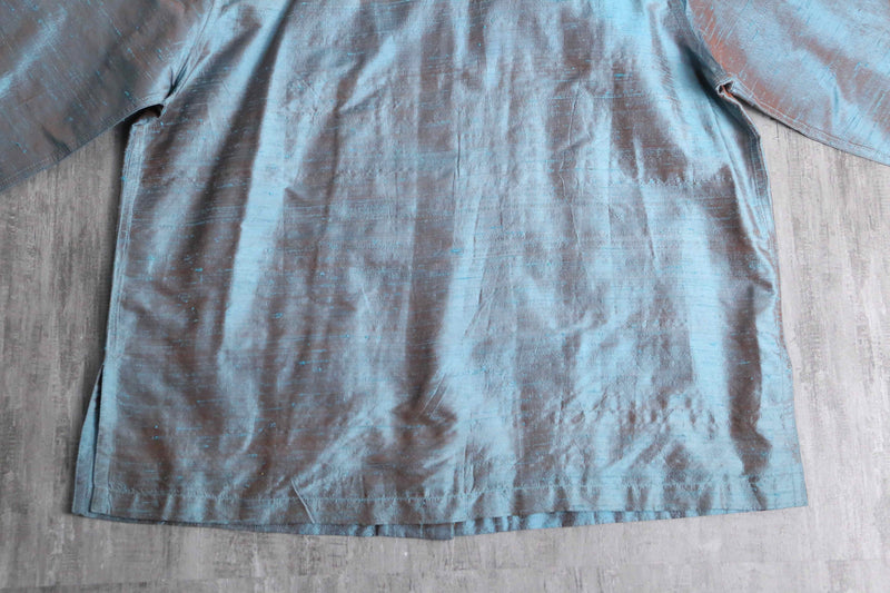90's embroidery line silk shirt