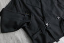 black linen double short jacket