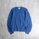 80~90's “IZOD LACOSTE” blue orlon acryl V-neck knit sweater