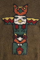 "Eddie Bauer" totempole design wool hand knit zip jacket