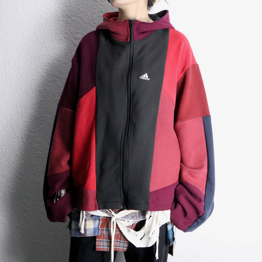 "Re:make" random switching zip hoodie