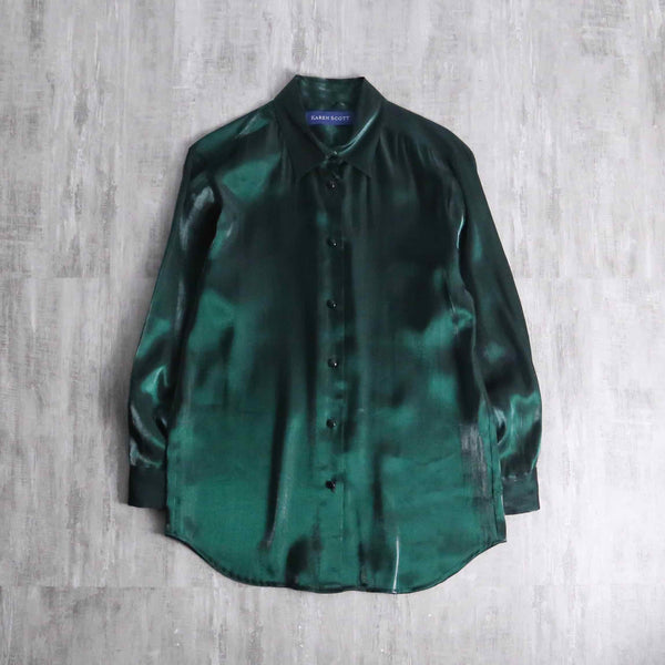90's deep emerald green rayon shirt
