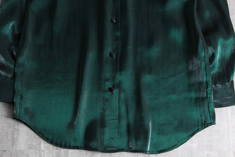 90's deep emerald green rayon shirt