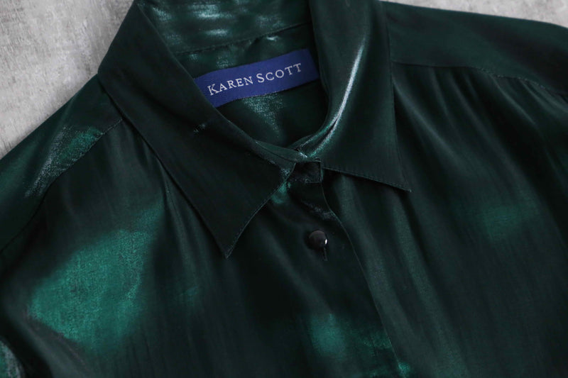 90's deep emerald green rayon shirt