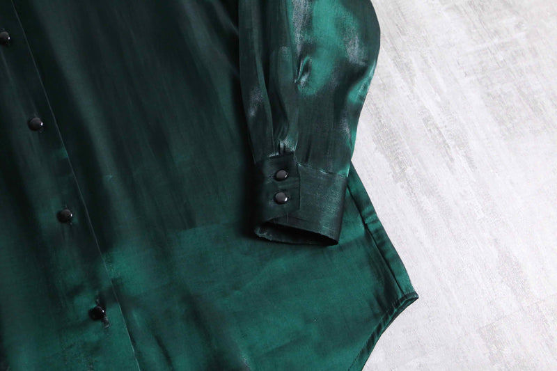 90's deep emerald green rayon shirt