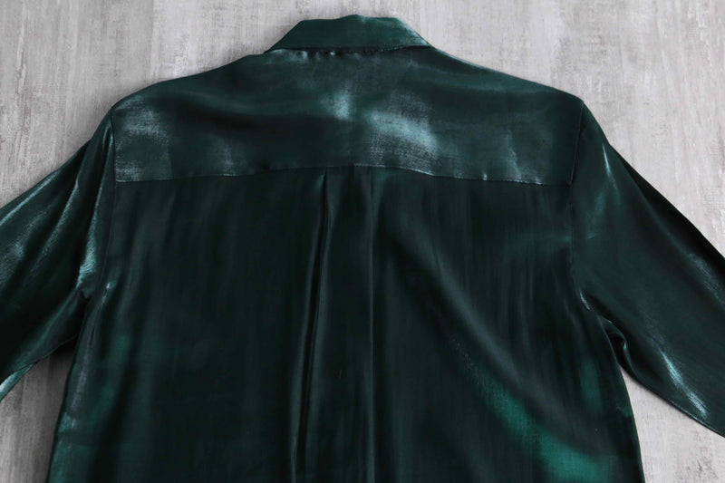 90's deep emerald green rayon shirt