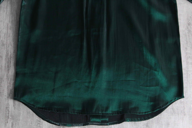 90's deep emerald green rayon shirt