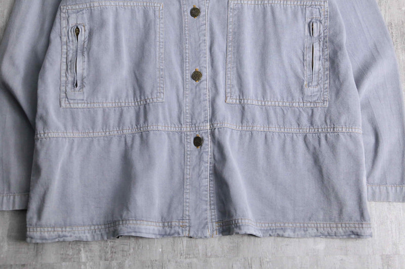 pale gray cotton shirt jacket