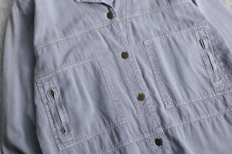 pale gray cotton shirt jacket