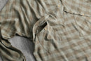 volume neck deformed check pullover